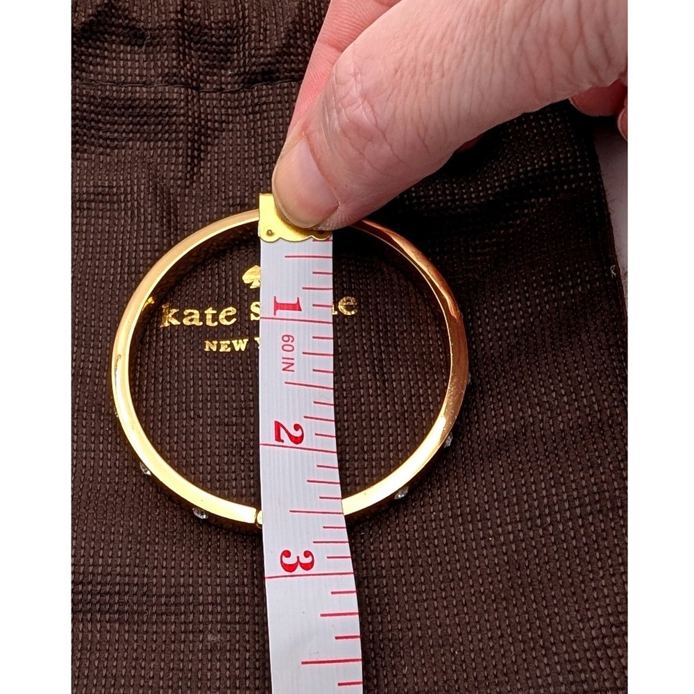 Kate Spade Gold Tone Crystal Hinged Bangle Bracelet with Dust Bag - Picture 6 of 6